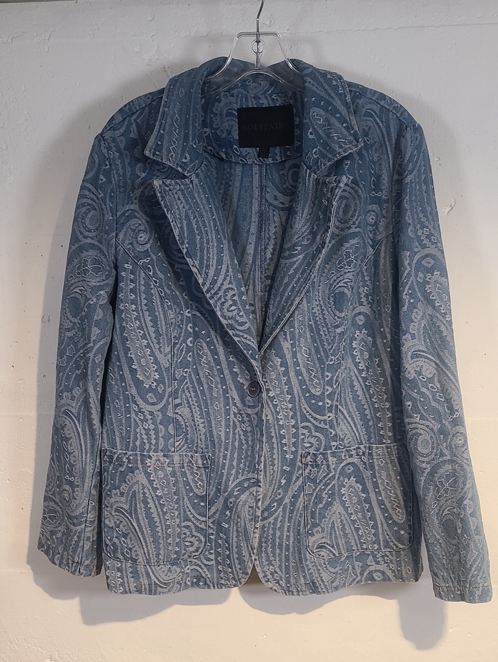 Solitaire Blue Paisley Blazer Jacket - Women's